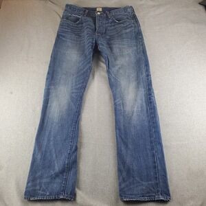 J Crew Jeans Mens 32x32 Blue Selvedge Vintage Slim Denim 5 Pockets Button Fly